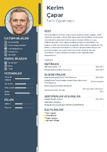 Tarih Öğretmeni Cv Örnekleri cv indir